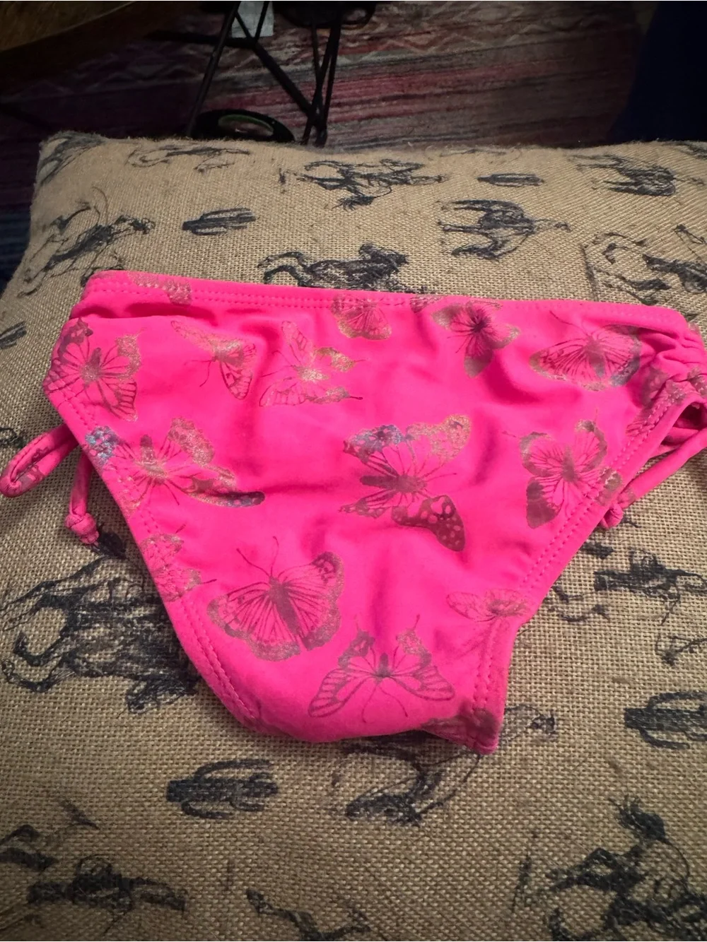 Limited Too Girls Pink Butterfly Bikini Swim Bottom Adjustable Size 5-6 Years